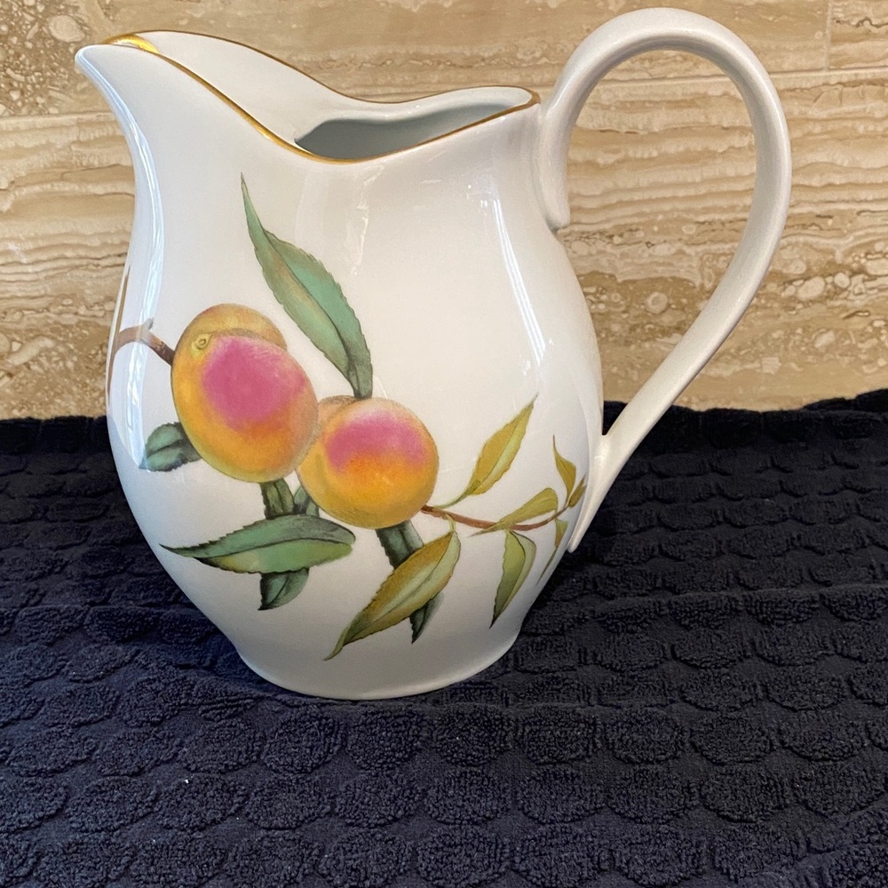 Royal Worcester Elegant White Pitcher with Fruit Design
